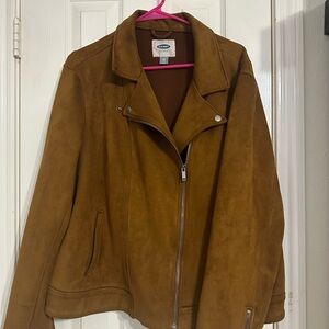 Dark Mustard Suede Moto Jacket (Old Navy)